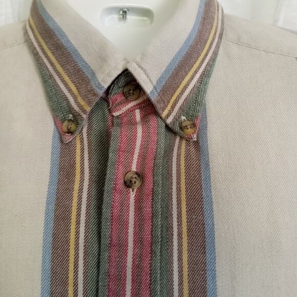 Vintage Tommy Hilfiger Crest Pocket Button Down Shirt SZ L Striped Cotton Collar - Picture 6 of 10